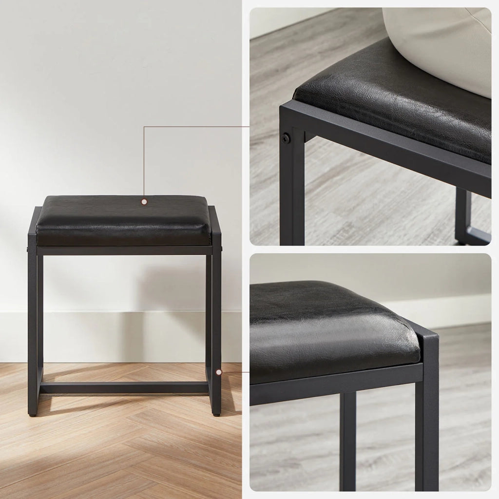 Set da toeletta 90 x 40 x 141 cm con sgabello imbottito specchio triplo 3 cassetti porta asciugacapelli stile industriale marrone rustico e nero 12_0005418