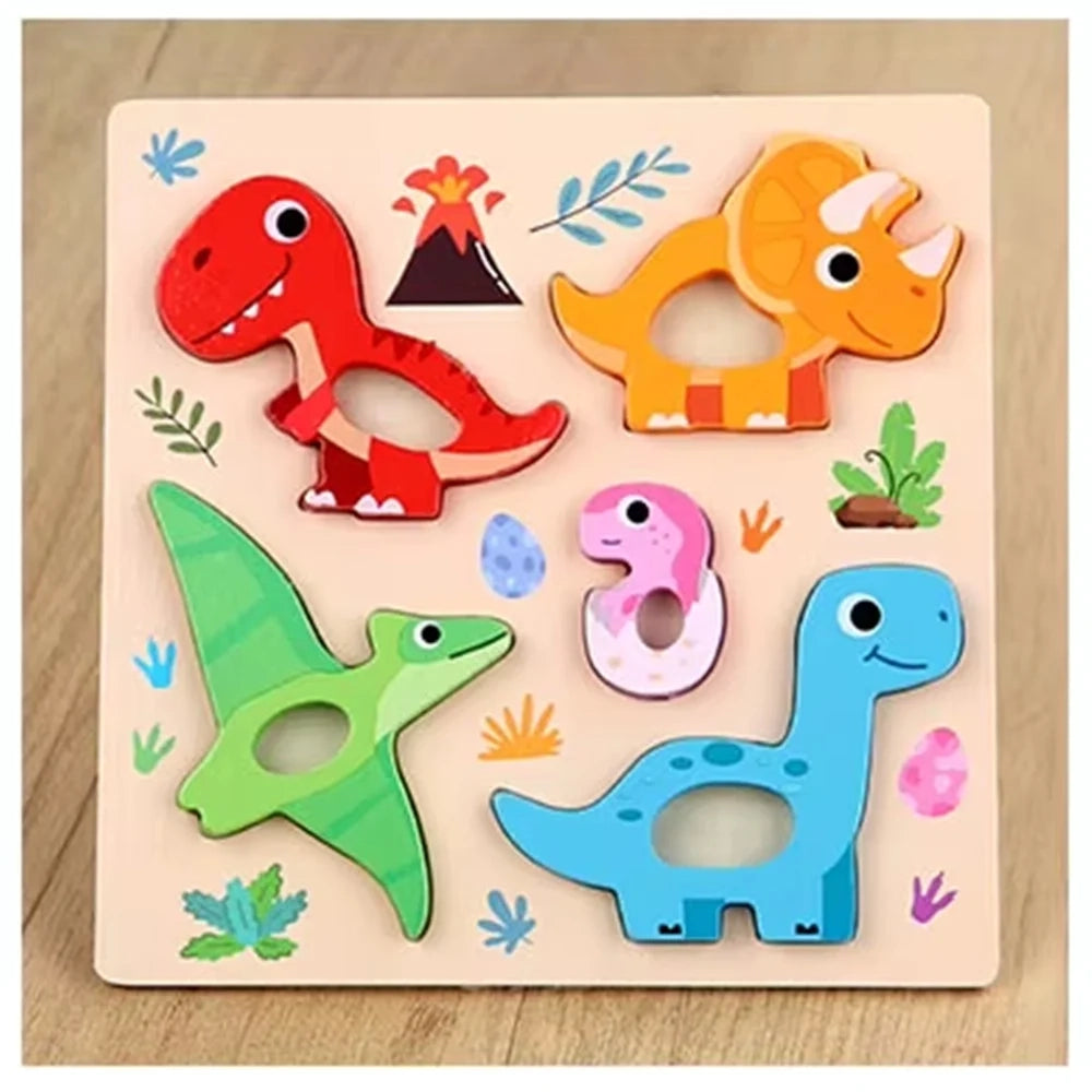 Trade Shop - Puzzle A Incastro Tema Dinosauri Gioco In Legno Per Bambini Educativo 2 Modelli 32344 -