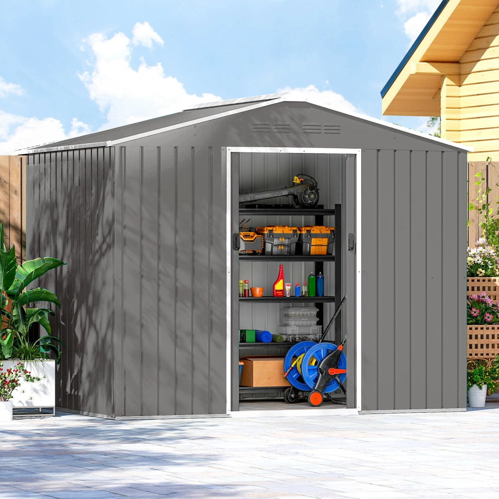 Casetta da Giardino ¨C zephmum ¨C Effetto Legno Acciaio 230x170x215 cm