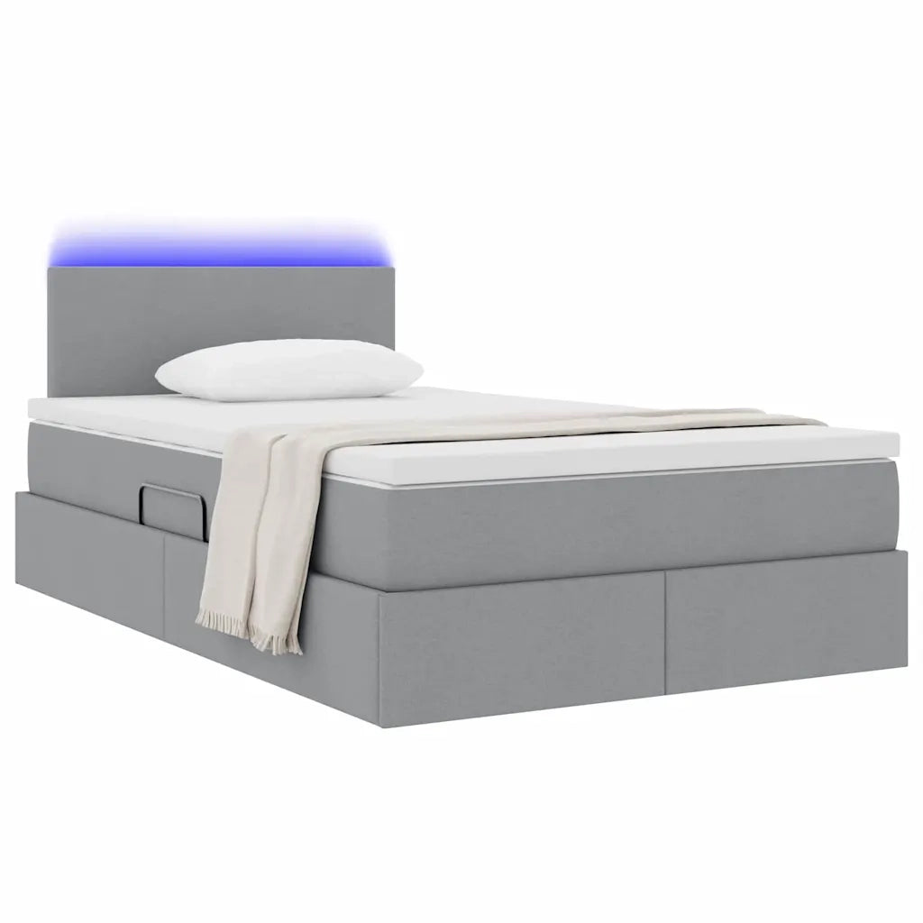 Letto con contenitore LED e materasso Grigio Chiaro