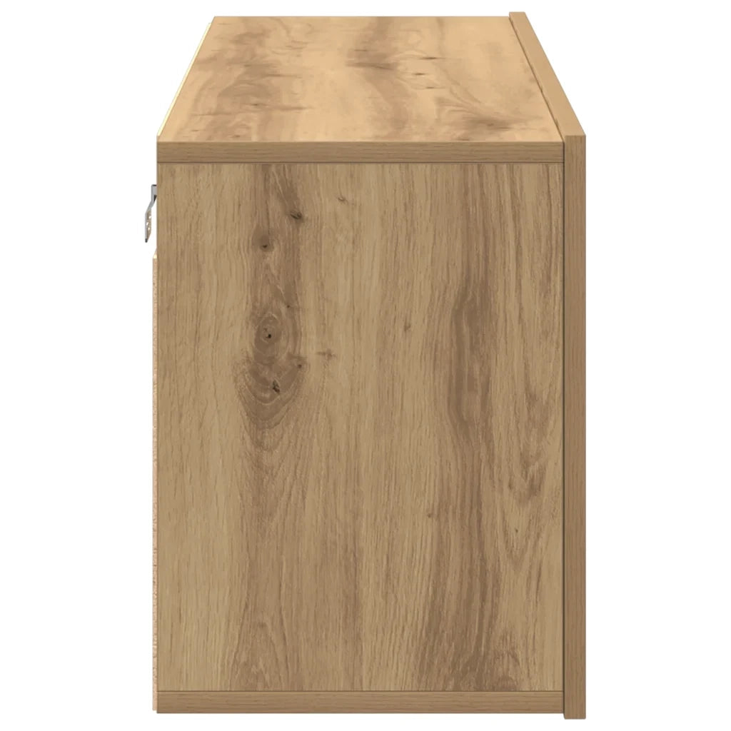 Mobile porta TV a parete pratico e dal design moderno con vani contenitori 100 x 30 x 41 cm realizzato in legno di rovere ingegnerizzato finitura artigianale 02_0051171