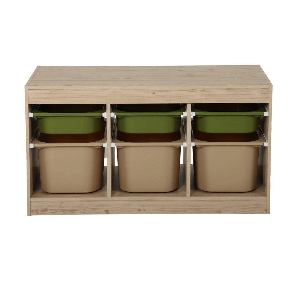 Mobile contenitore per bambini decorazione legno 6 contenitori
