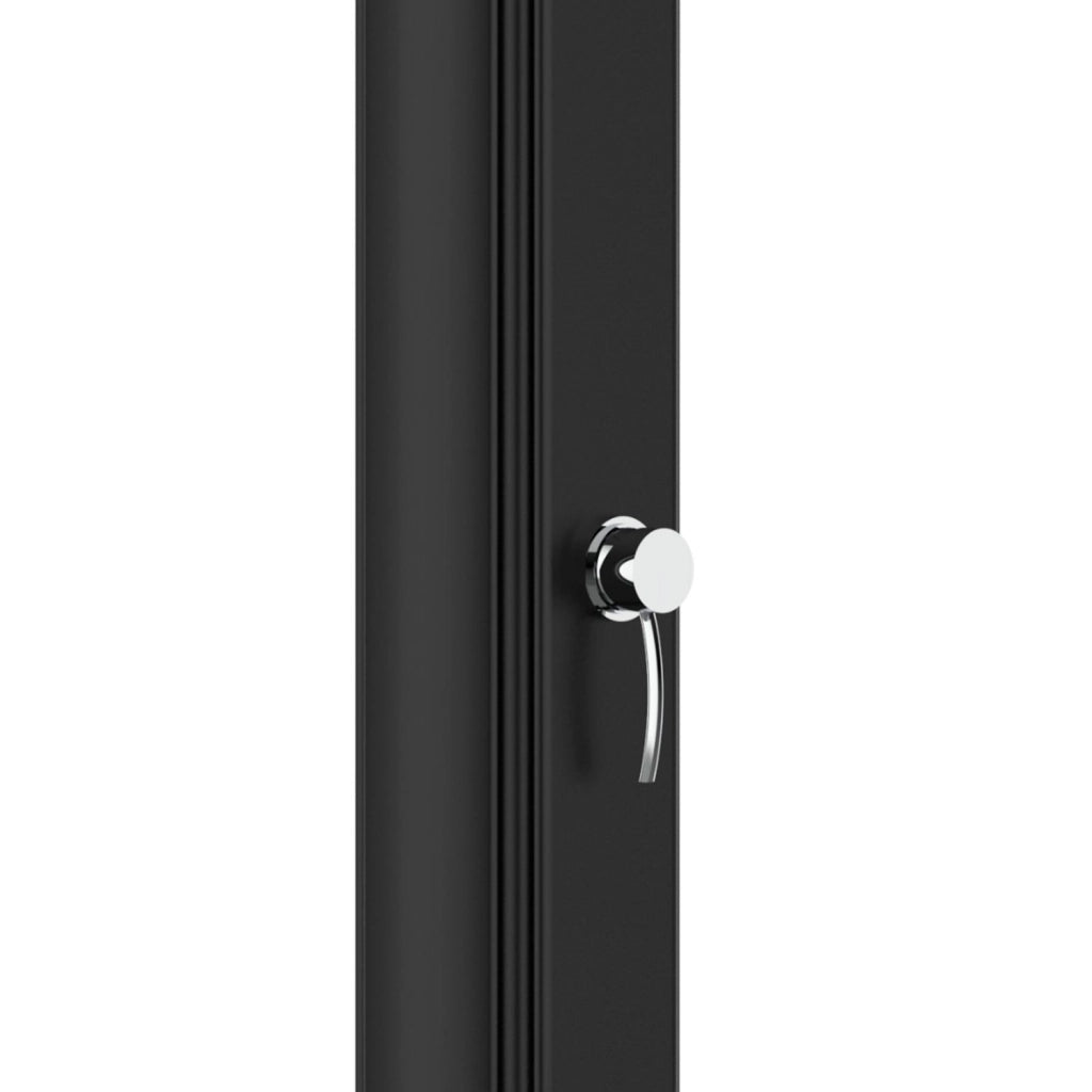STARMATRIX Doccia Solare Nera in Polietilene HD Struttura Curva Altezza 226 cm Serbatoio 40 Litri Accessori in Ottone Modello Rioxxl Black