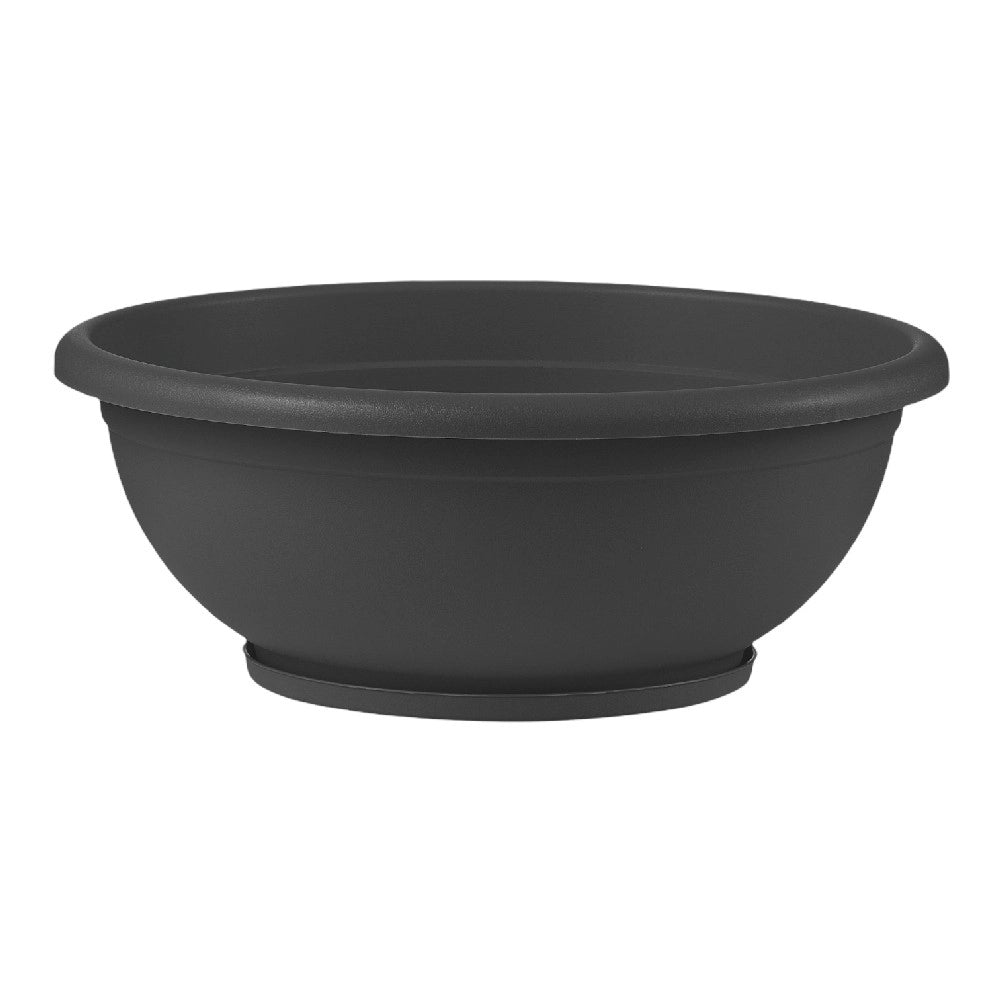 CIOTOLA NAXOS con sottovaso ad incastro Vaso BASSO fioriera Ø 30 cm VARI COLORI Color: ANTRACITE