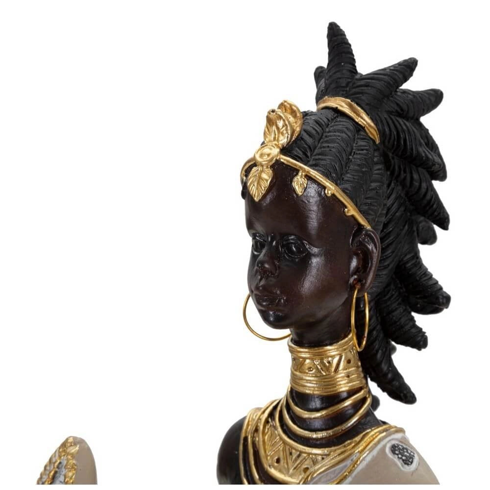 Scultura masai tribale con scudo cm 13,5X9X24,5 - SHIELDOS