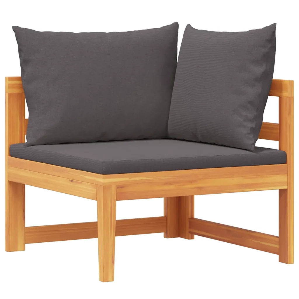 Divano Angolare con Cuscini-Sofa con Cuscini Grigio Scuro in Massello di Acacia