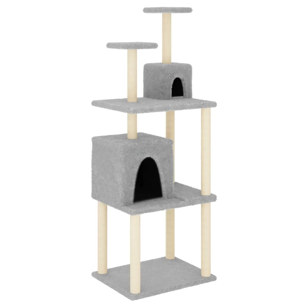 Albero per Gatti con Tiragraffi in Sisal Grigio Chiaro 167 cmcod mxl 83195