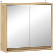 Armadietto da Bagno con Specchio ¨C zephmum ¨C Legno Naturale 48x14.5x45cm