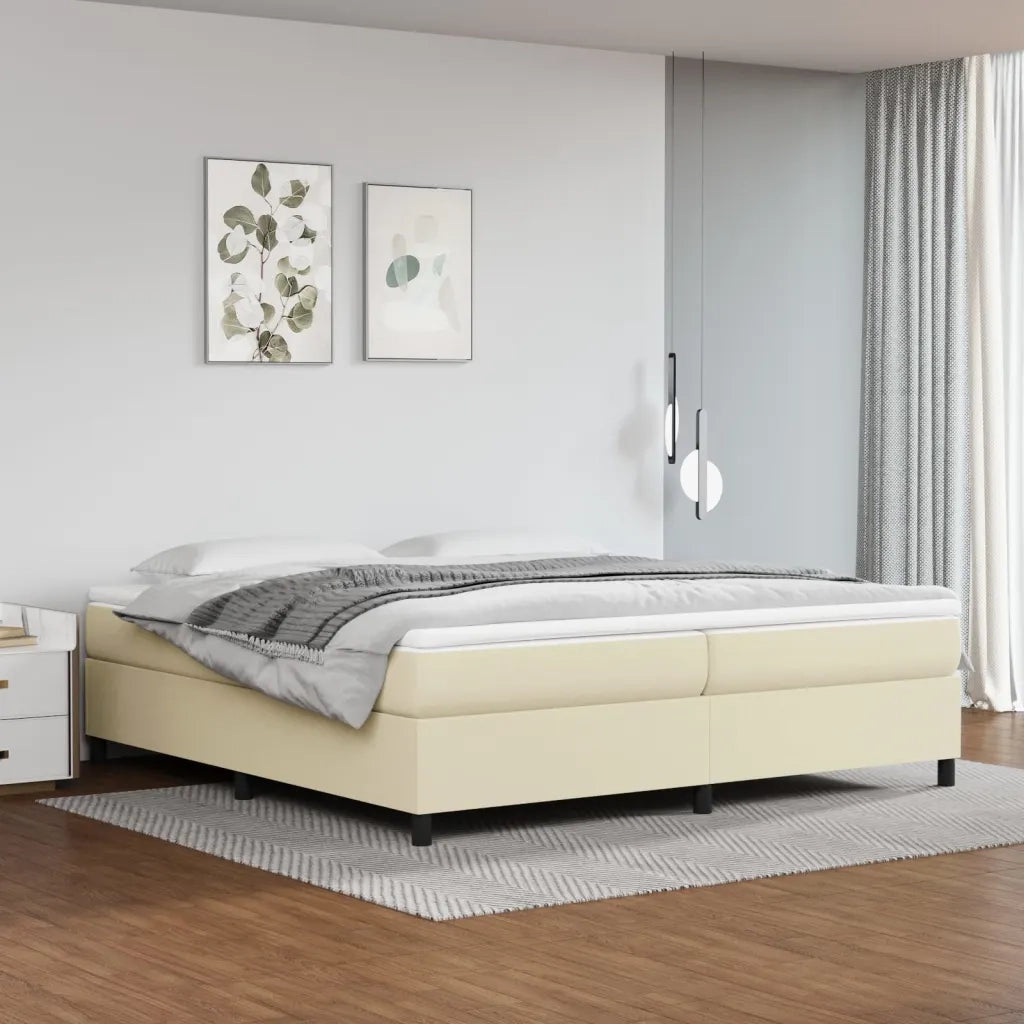 Struttura Letto a Rete a Molle-Giroletto Crema 200x200 cm in Similpelle 861133