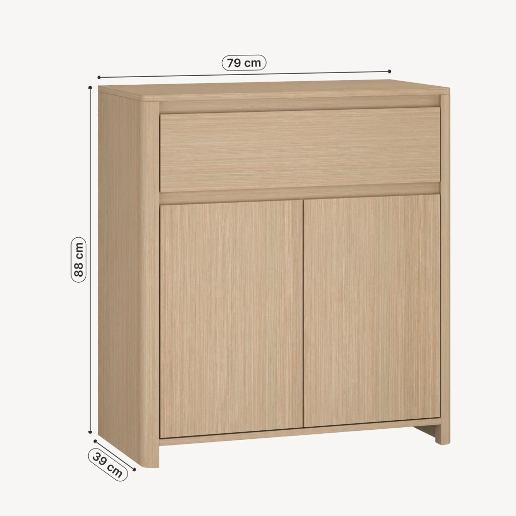 Credenza Takranmaa con Cassetto e Ante 88x79x39 cm Effetto Rovere [en.casa]