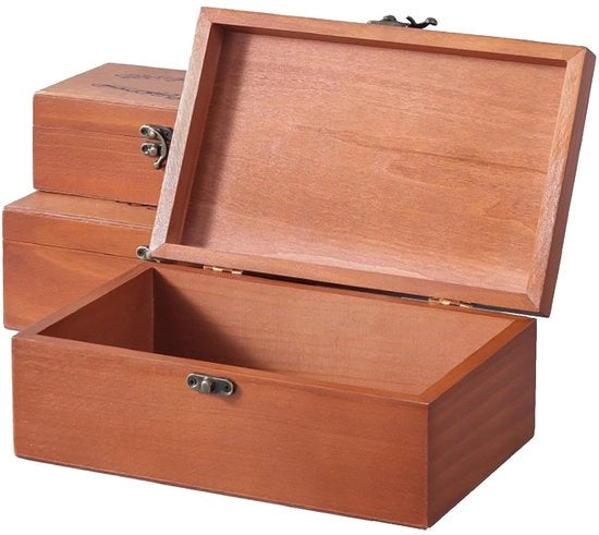 Scatola di Stoccaggio in Legno - Scatola di Stoccaggio con Coperchio - Scatola Decorativa di Ricordo - Coperchio a Sfoglia con Chiusura - Grande Capacità - Sostenibile e Affidabile - Scatola di Stoccaggio