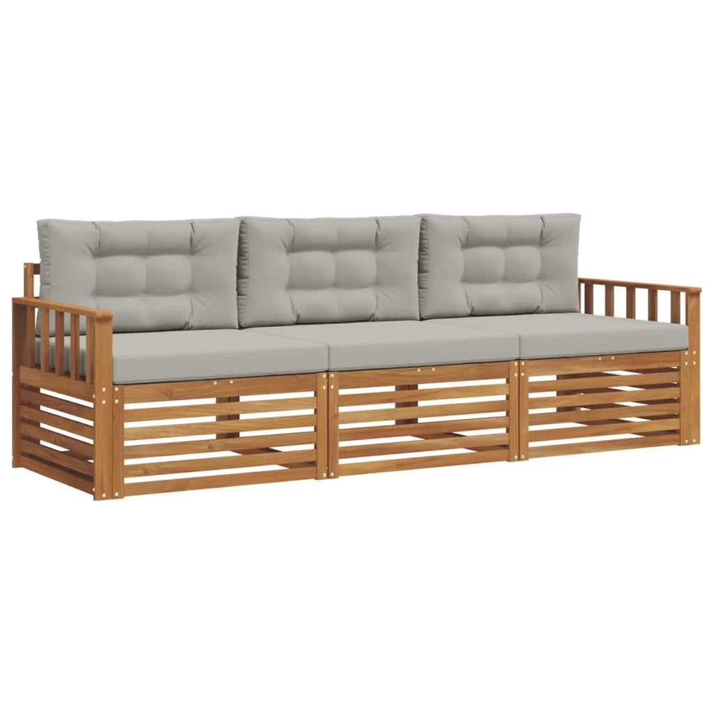 Set di divani da esterno 3 pcs Grigio Naturale e Chiaro 3372931