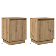Set di 2 Comodini | Armadio da Notte | Mobiletto da notte Rovere artigianale 39 x 34,5 x 50 cm