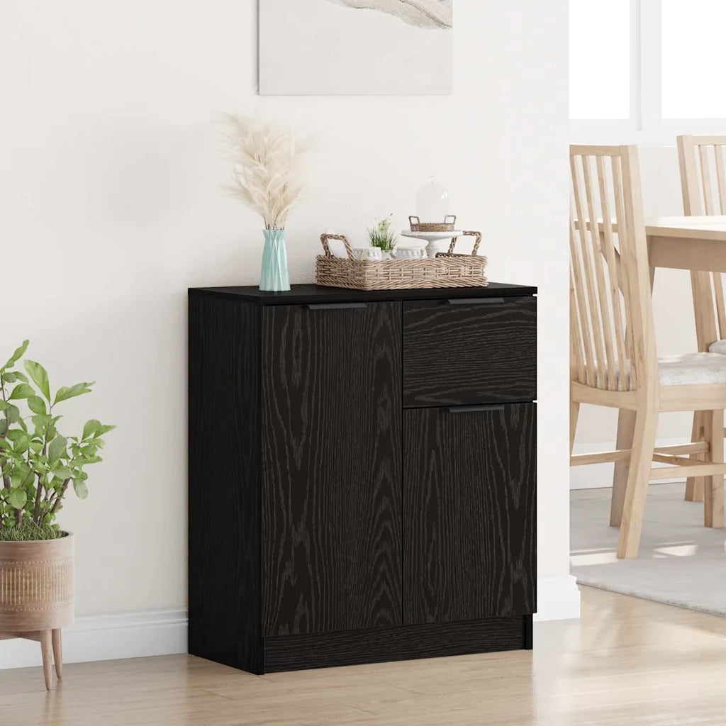 Credenza-Buffet-Armadio da cucina Rovere Nero 60 x 30 x 70 cm Legno multistrato 161573