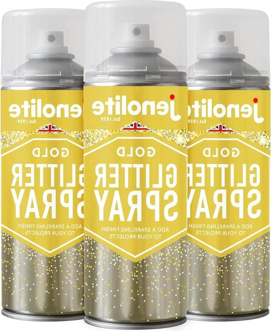 Spray con glitter dorato - 3x400 ml - Vernice liscia con glitter fine - Adatto per superfici - Per fotoframmenti specchi decorazioni e attività di artigianato
