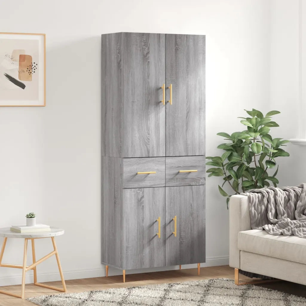 Credenza | Madia | Buffet da pranzo | Armadio da pranzo Grigio Sonoma 69,5x34x180 cm in Legno Multistrato