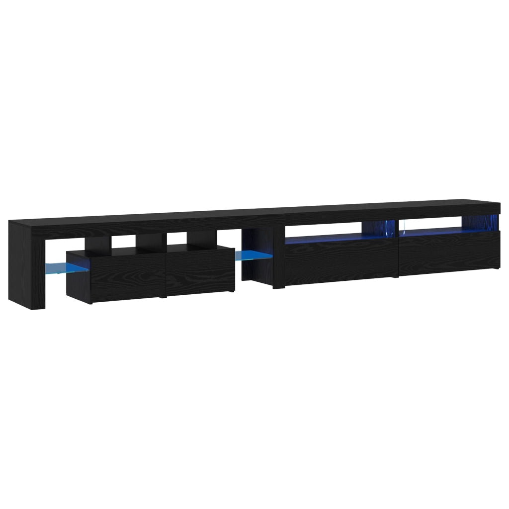 Mobili TV  3 pcs con Luci LED Quercia Nera Legno Ingegnerizzato