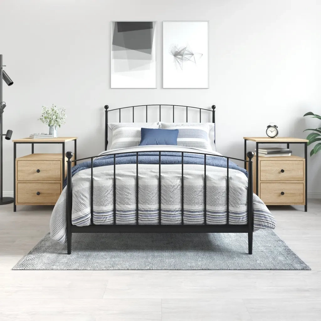 Set di 2 Comodini | Armadio da Notte | Mobiletto da notte Rovere Sonoma 44x45x60 cm in Legno Multistrato