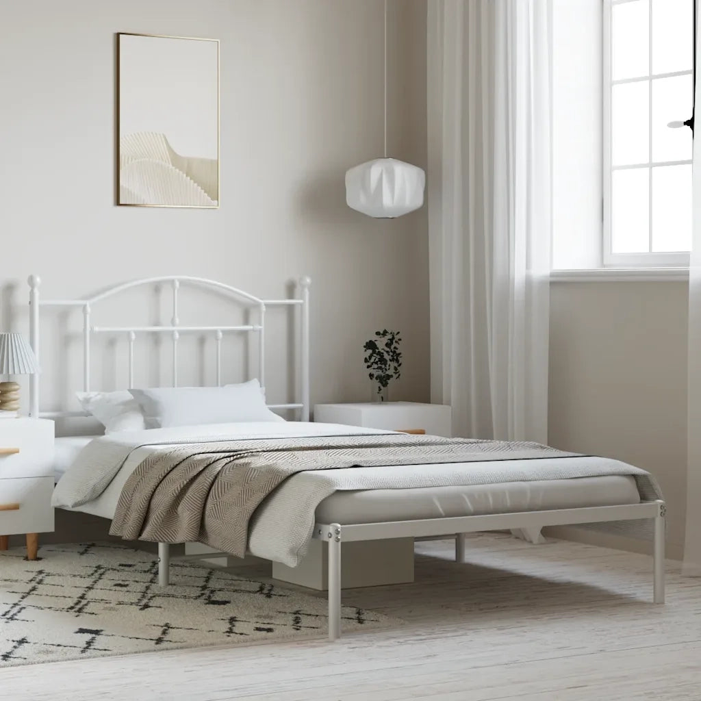 Giroletto con Testiera Metallo Bianco 100x200 cmcod mxl 81831