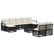 Set Divano da Giardino 10 pcs Nero polyrattan