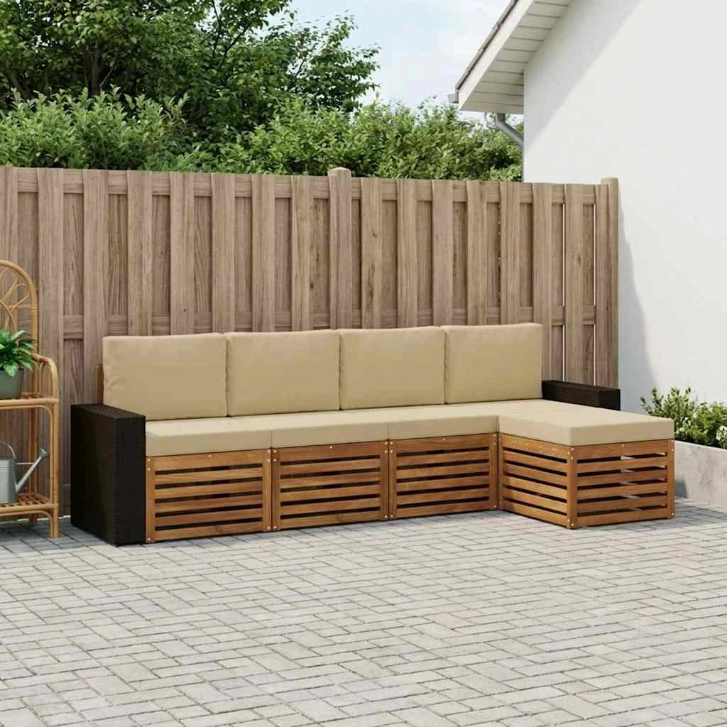 Set di divani da esterno 5 pz Naturale e Beige 3384244
