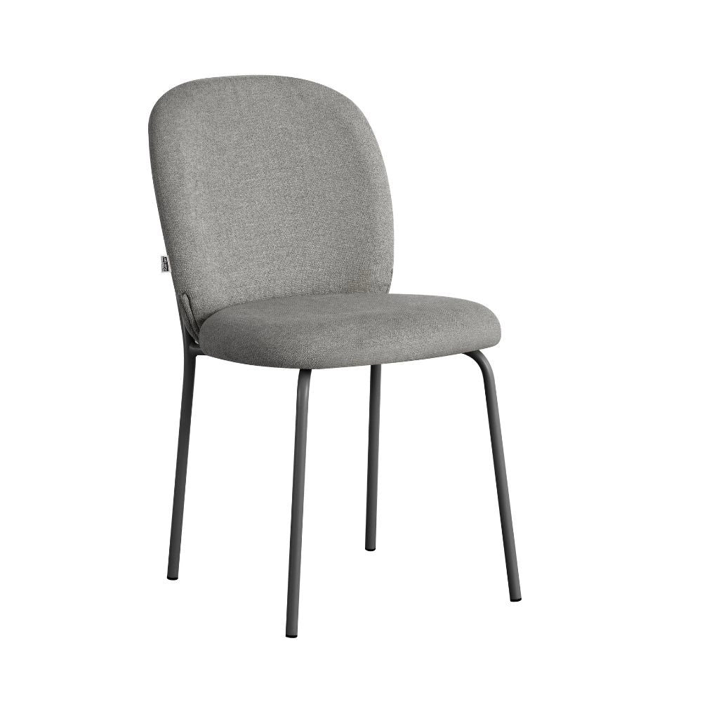 Set 4 Sedia imbottita Turi in tessuto grigio e gambe in metallo