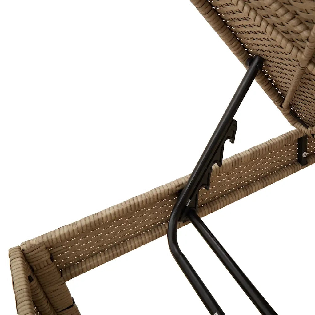 Lettino Prendisole | Sdraio da giardino | Lettino da sole con Cuscini Beige 55x200x44 cm in Polyrattan