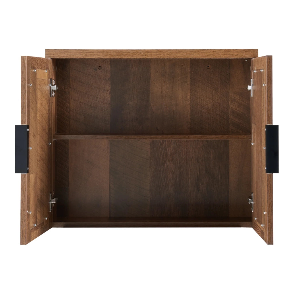 Mobiletto/scaffale da parete per bagno 50 x 60 x 15 cm con specchio marrone 03_0008894