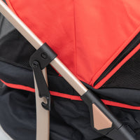 Passeggino per Cani Convertibile in Trasportino 82x49,5x98 cm in Acciaio e Poliestere Rosso e Nero