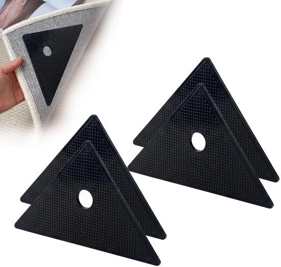 Set di 4 tappeti adesivi, fondo antiscivolo, pad in gomma lavabile e riciclabile, nero
