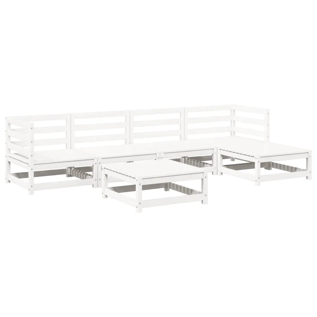 Set Divani da Giardino 6 pz Bianco in Legno Massello di Pino 3299397