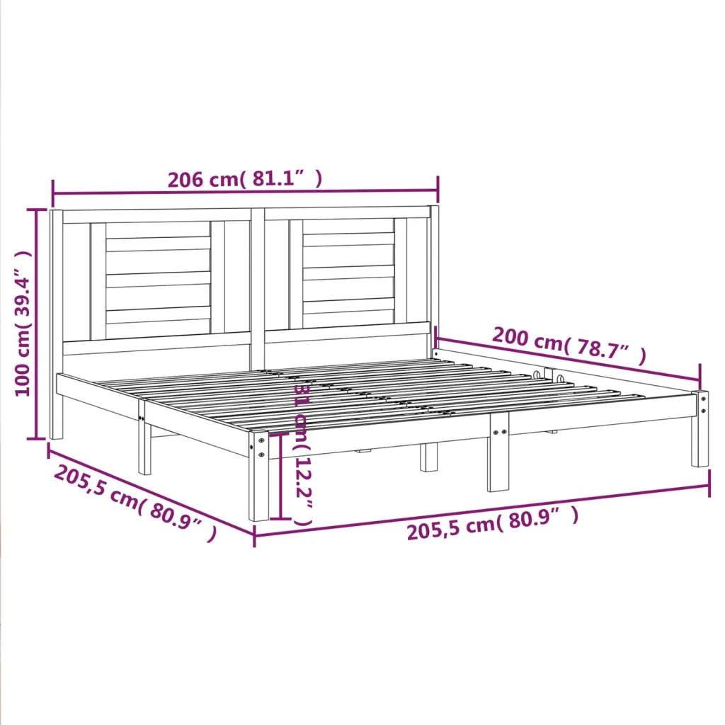 Giroletto senza Materasso Bianco 200x200 cm Legno Massello Pino 3104369
