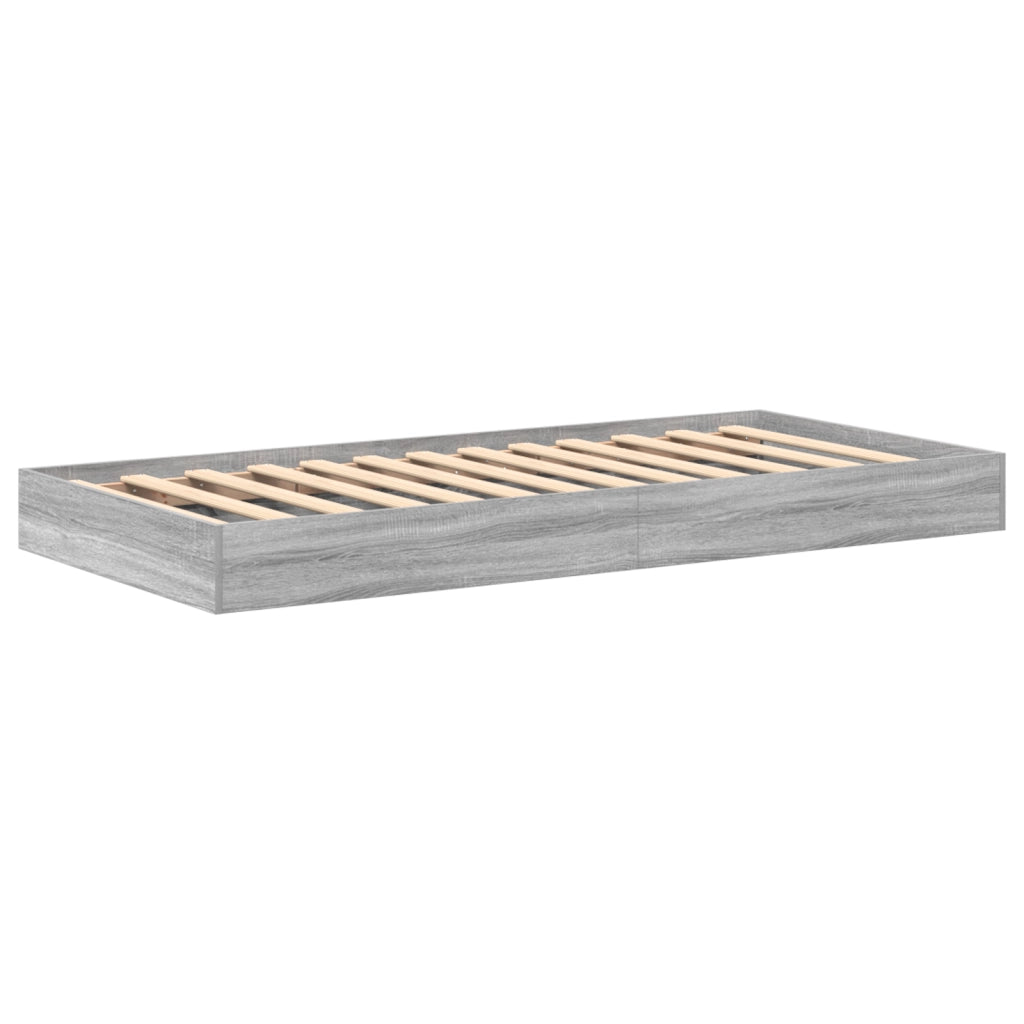 Letto con libreria Grigio Sonoma 100x200 cm Legno ingegnerizzato