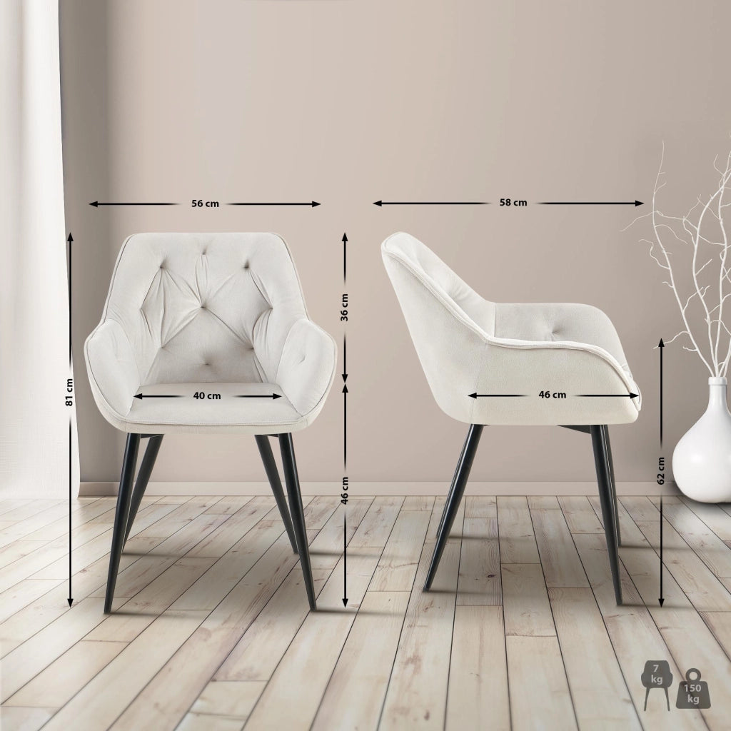 Set di 2 sedie da pranzo Cassis Velvet grigio chiaro,Velluto