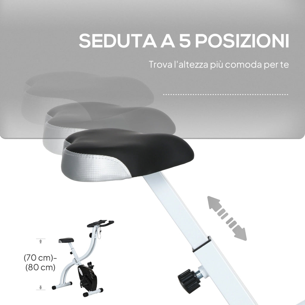 Cyclette Pieghevole Magnetica 8 Livelli ¨C zephmum ¨C Nero Acciaio 97x43x110 cm