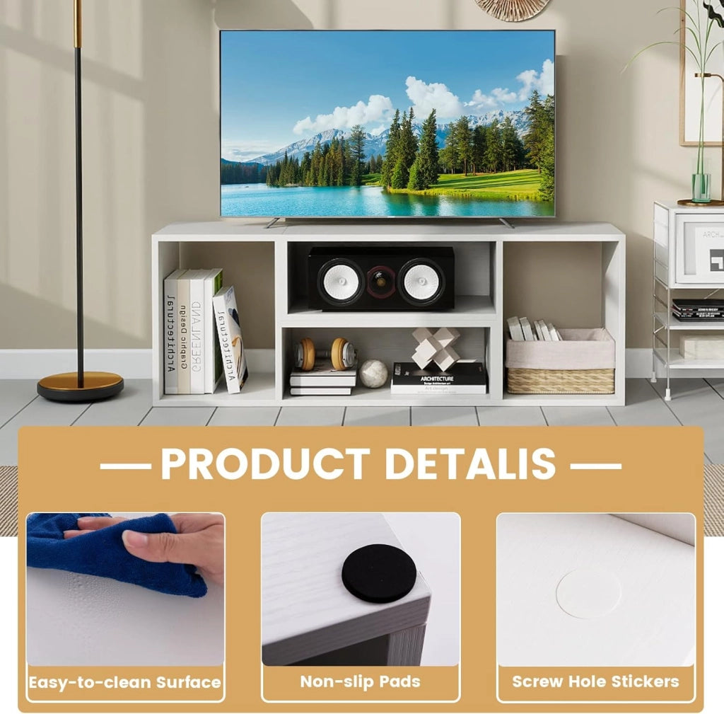 Mobile per TV, combinabile, in legno, 2 pezzi, per TV fino a 60 pollici, scaffale angolare multifunzionale, colore: bianco