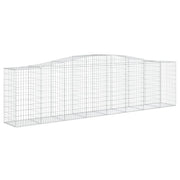 Cesto gabbione recinzione a gabbia muro di contenimento ad arco 400 x 50 x 100/120 cm ferro zincato argento 02_0040084