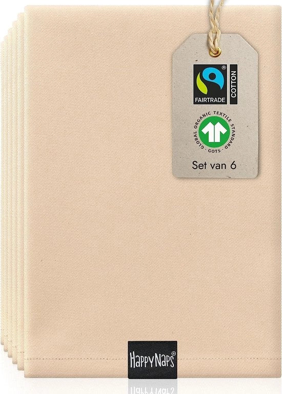 Serviette in cotone (Beige) 100% cotone Fairtrade organico | Stoffe per serviette beige duraturevoli, lavabili fino a 60°C | Estremamente morbide | 45x45cm [Set di 6]
