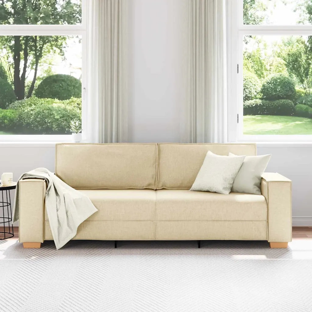 Divano 3-Persone Crema 220 cm Tessuto 4104997