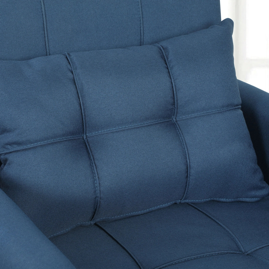 Poltrona Letto Pieghevole 69x82x85 cm con Schienale Regolabile e Cuscino in Tessuto Effetto Lino Blu