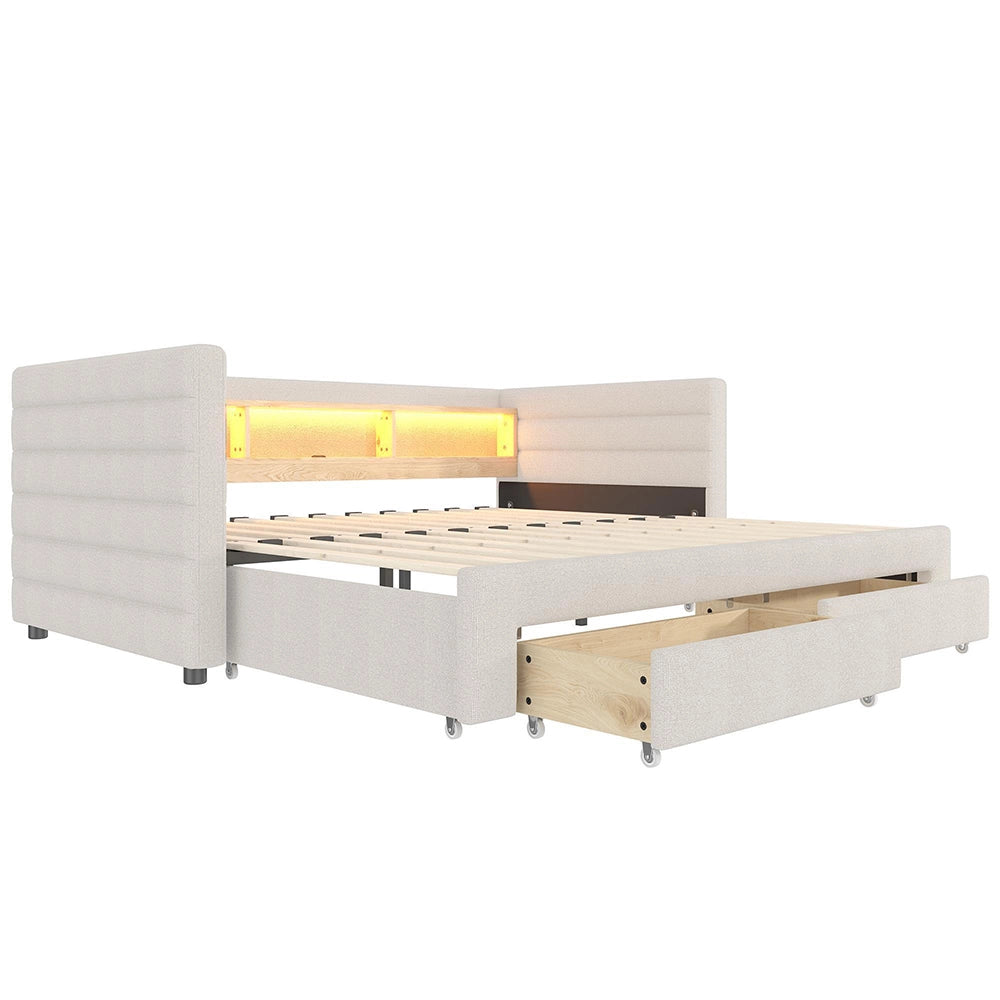 Divano letto 90x190cm?- Xylo - gigogne USB velluto beige