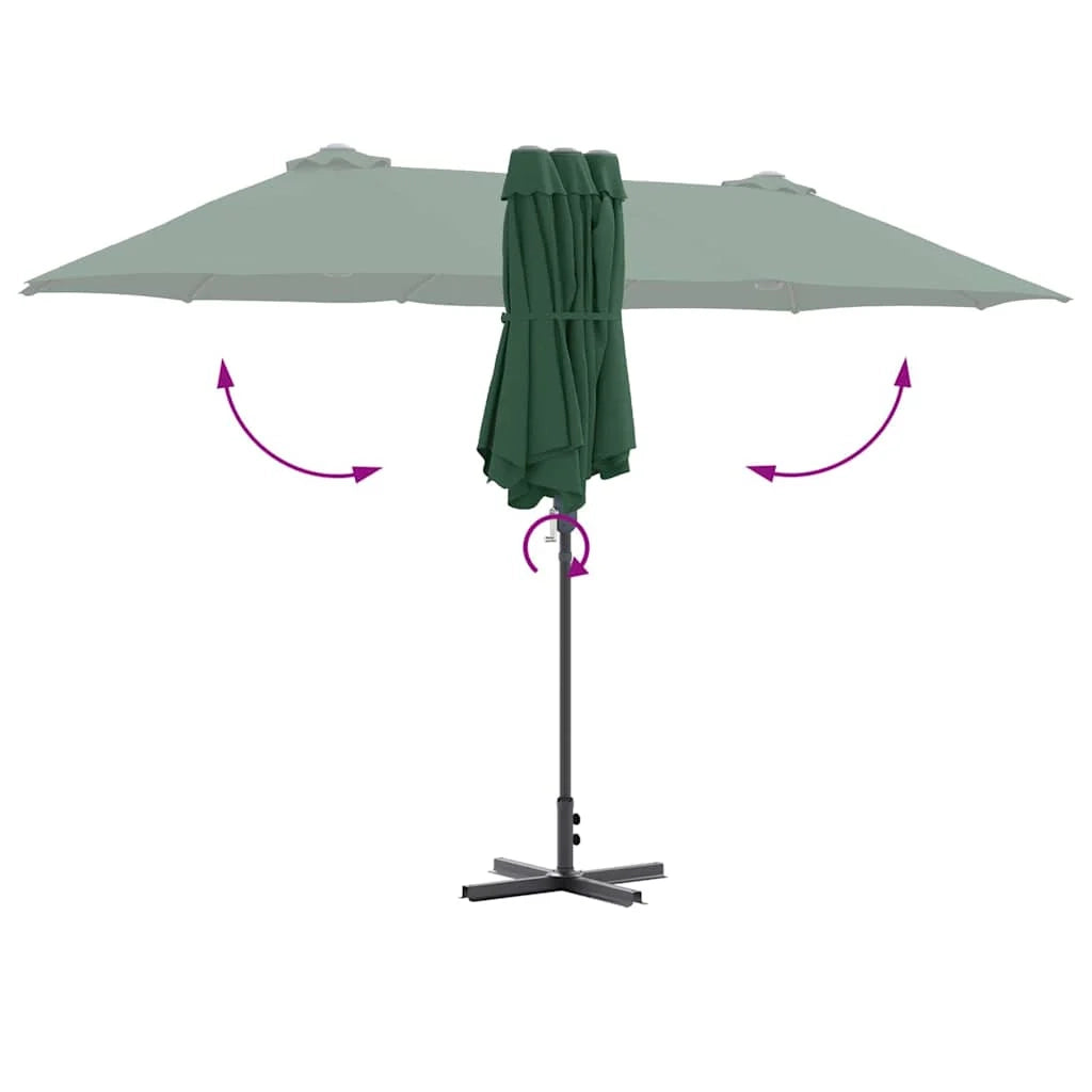 Ombrellone da giardino pieghevole moderno 370 x 197 x 239 cm con protezione UV design elegante in poliestere verde 02_0058740