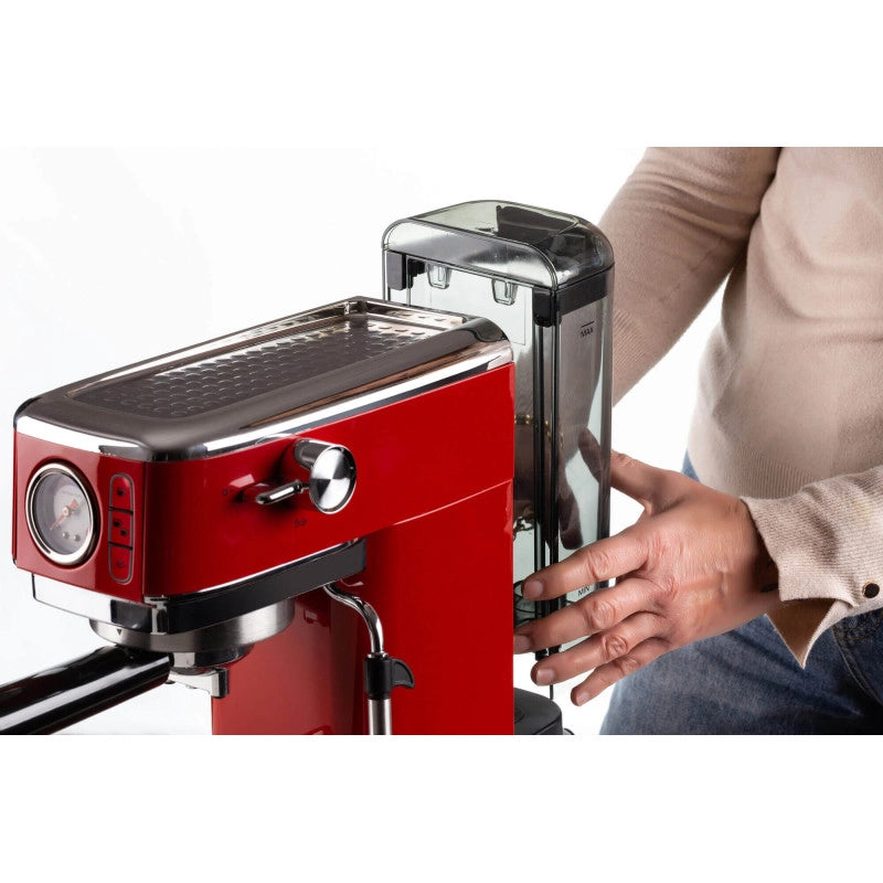 Macchina da caffè con manometro 1300W - 15 bar di pressione - Rosso