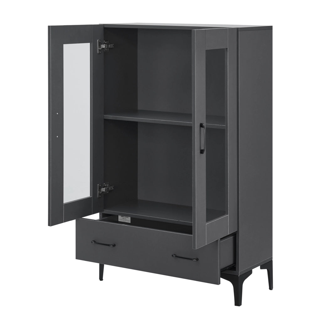 Armadio a Vetrata Søndersø Credenza con Vetrina 115 x 70 x 31 cm Grigio Scuro [en.casa]