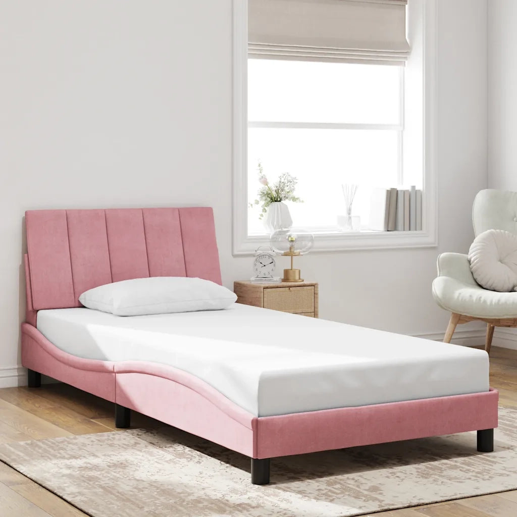Giroletto senza Materasso-Struttura Letto Hanko Rosa 100x200 cm in Velluto