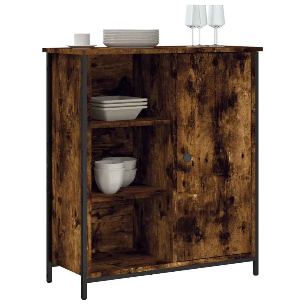 Credenza Rovere Fumo 70x30x80 cm in Legno Multistrato 835496
