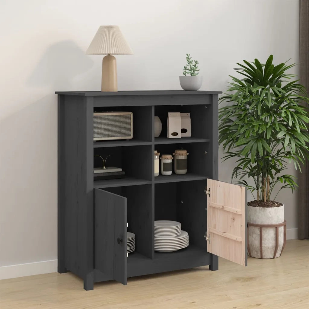 Credenza-Buffet-Armadio da cucina Grigia 83x41,5x100 cm in Legno Massello di Pino 694518