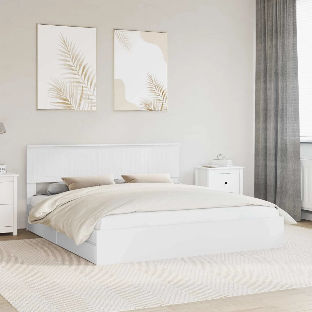 Letto con Contenitore Bianco 180 x 200 cm Legno multistrato