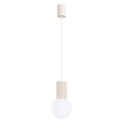 Lampada sospensione moderna beige sfera vetro bianco SFERA
