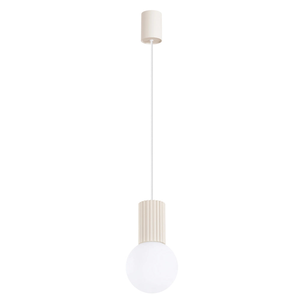 Lampada sospensione moderna beige sfera vetro bianco SFERA